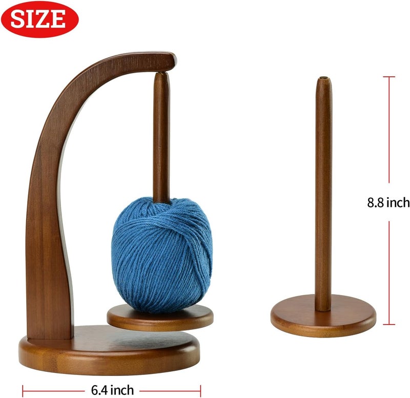 Artowell Yarn Holder for Knitting and Crocheting,Crochet Gift for Knitting Lovers,Wooden Yarn Spinner for Crochet by (Walnut Color) - Image 5